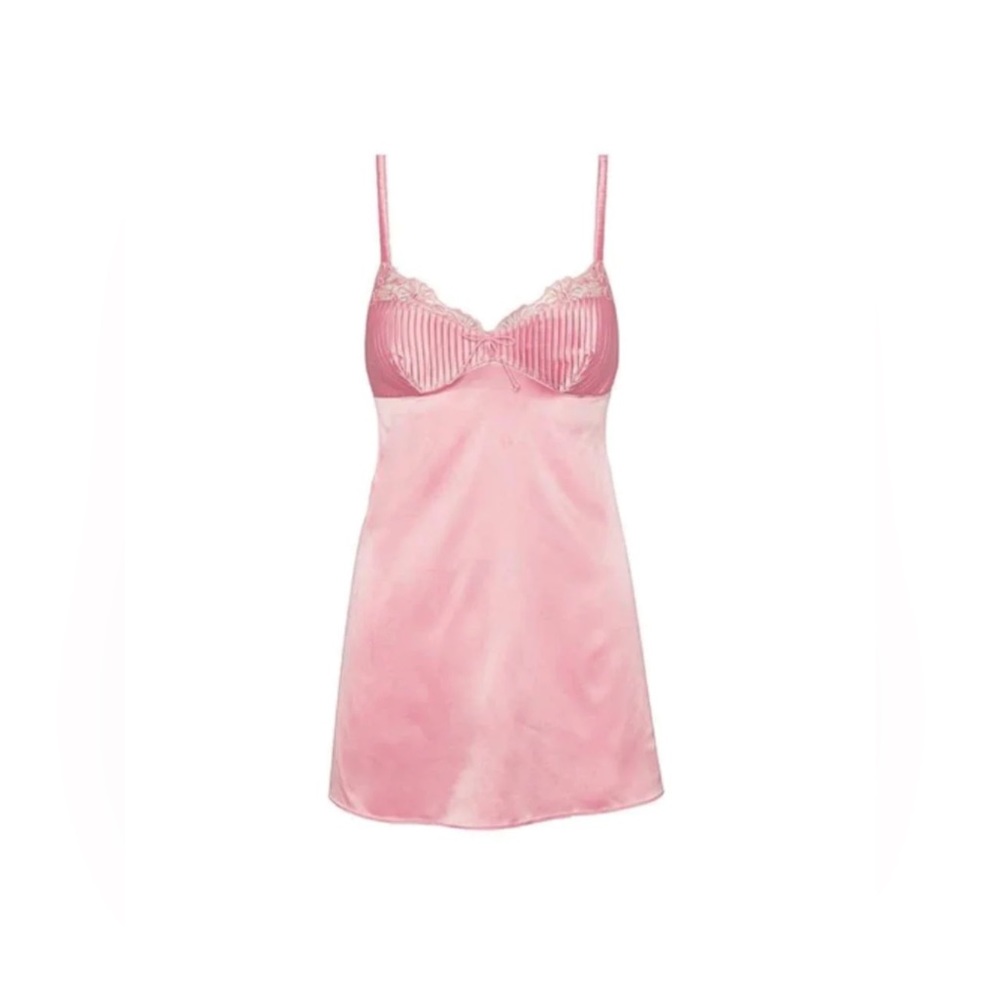 Elegant Pink Satin Slip Dress